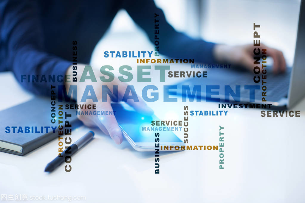 在虛擬屏幕上的資產(chǎn)管理。經(jīng)營(yíng)理念。詞云